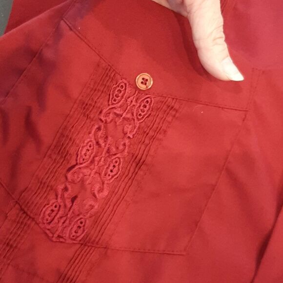 First line Cuban Cigar Shirt men XXL beach embroidered pleated button pockets, - Picture 3 of 9